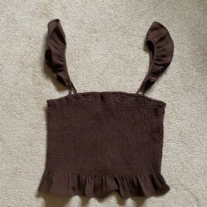 PaperMoon Frilled Brown Top US L